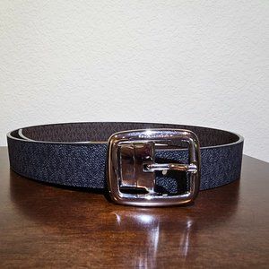NEW MICHAEL KORS Women's Faux Leather Belt- Silver Tone Square Buckle- SizeSmall